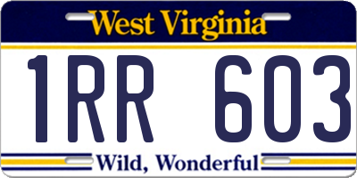 WV license plate 1RR603