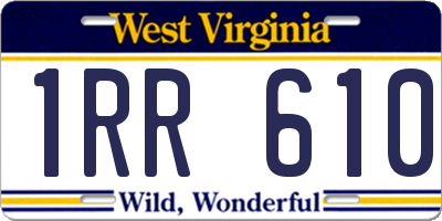 WV license plate 1RR610