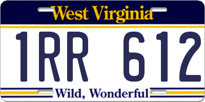 WV license plate 1RR612