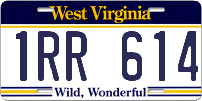 WV license plate 1RR614