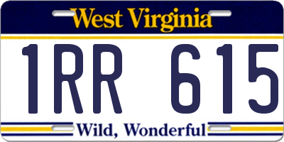 WV license plate 1RR615