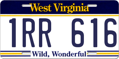 WV license plate 1RR616