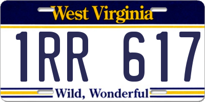 WV license plate 1RR617