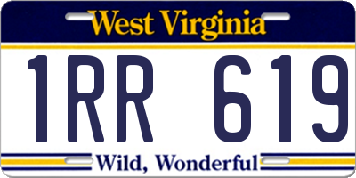 WV license plate 1RR619