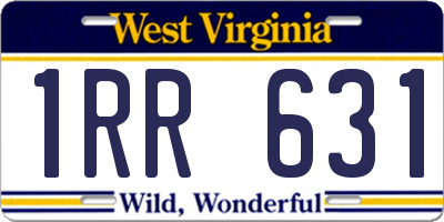 WV license plate 1RR631