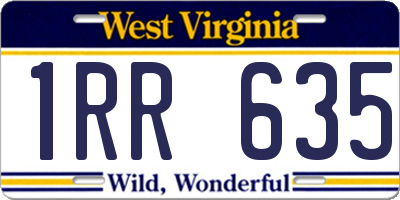 WV license plate 1RR635