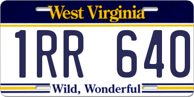 WV license plate 1RR640