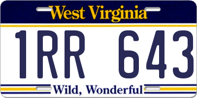 WV license plate 1RR643