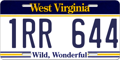WV license plate 1RR644