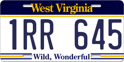 WV license plate 1RR645