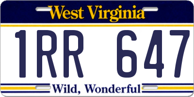 WV license plate 1RR647