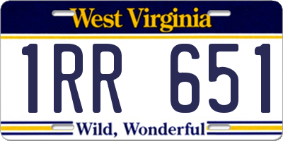 WV license plate 1RR651