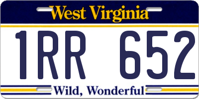 WV license plate 1RR652