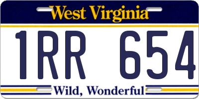 WV license plate 1RR654