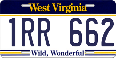 WV license plate 1RR662