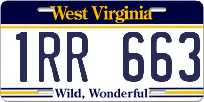 WV license plate 1RR663