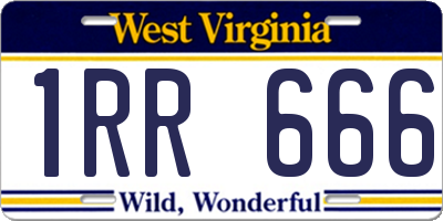WV license plate 1RR666