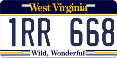 WV license plate 1RR668