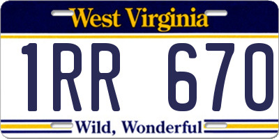 WV license plate 1RR670