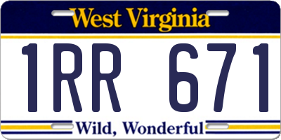 WV license plate 1RR671