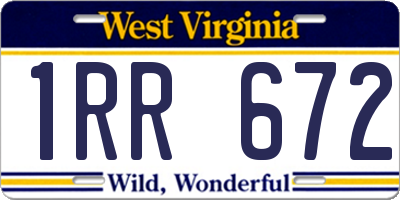 WV license plate 1RR672