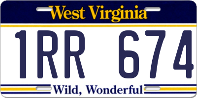 WV license plate 1RR674