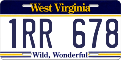 WV license plate 1RR678