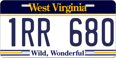 WV license plate 1RR680