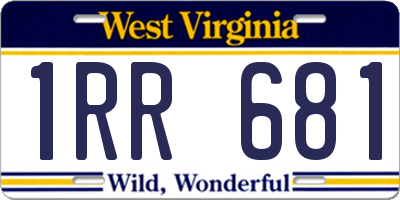 WV license plate 1RR681