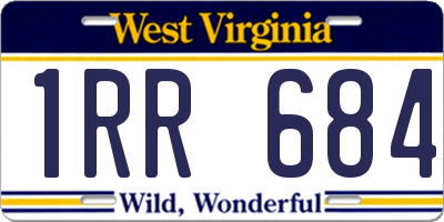 WV license plate 1RR684