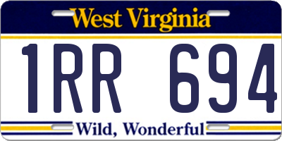 WV license plate 1RR694