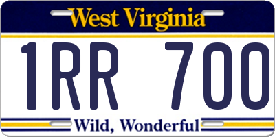 WV license plate 1RR700