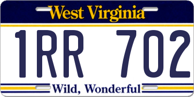 WV license plate 1RR702