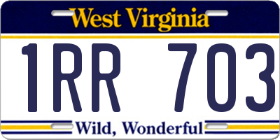 WV license plate 1RR703