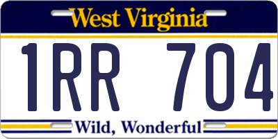 WV license plate 1RR704