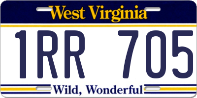WV license plate 1RR705