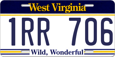 WV license plate 1RR706