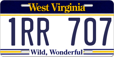 WV license plate 1RR707