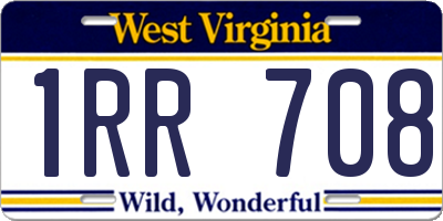 WV license plate 1RR708