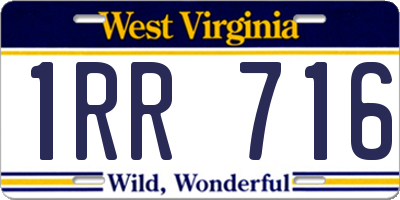 WV license plate 1RR716