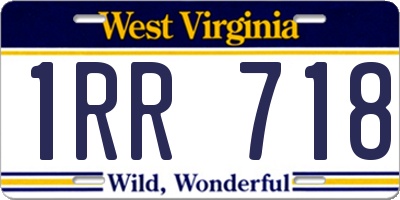 WV license plate 1RR718