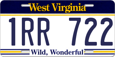 WV license plate 1RR722