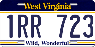 WV license plate 1RR723