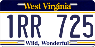 WV license plate 1RR725