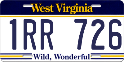 WV license plate 1RR726