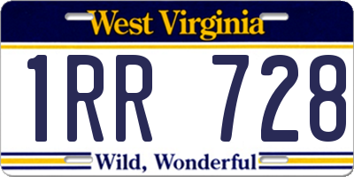 WV license plate 1RR728