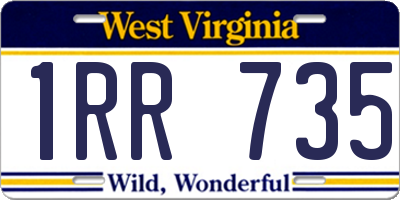 WV license plate 1RR735