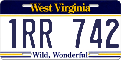WV license plate 1RR742