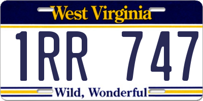 WV license plate 1RR747