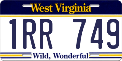 WV license plate 1RR749